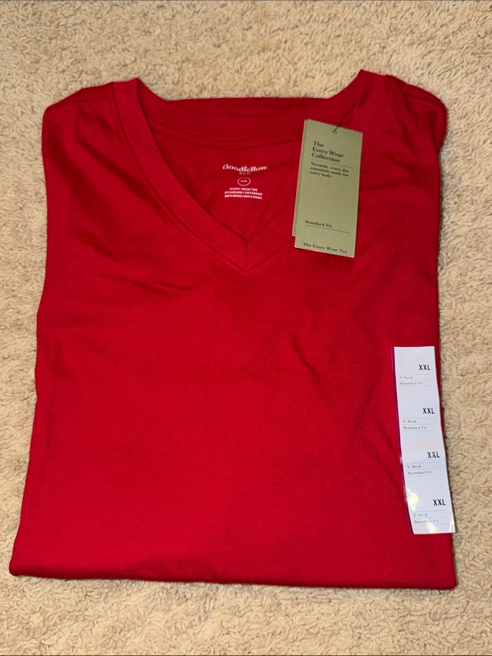 Goodfellow & Co Red Short Sleeve V-Neck Tee